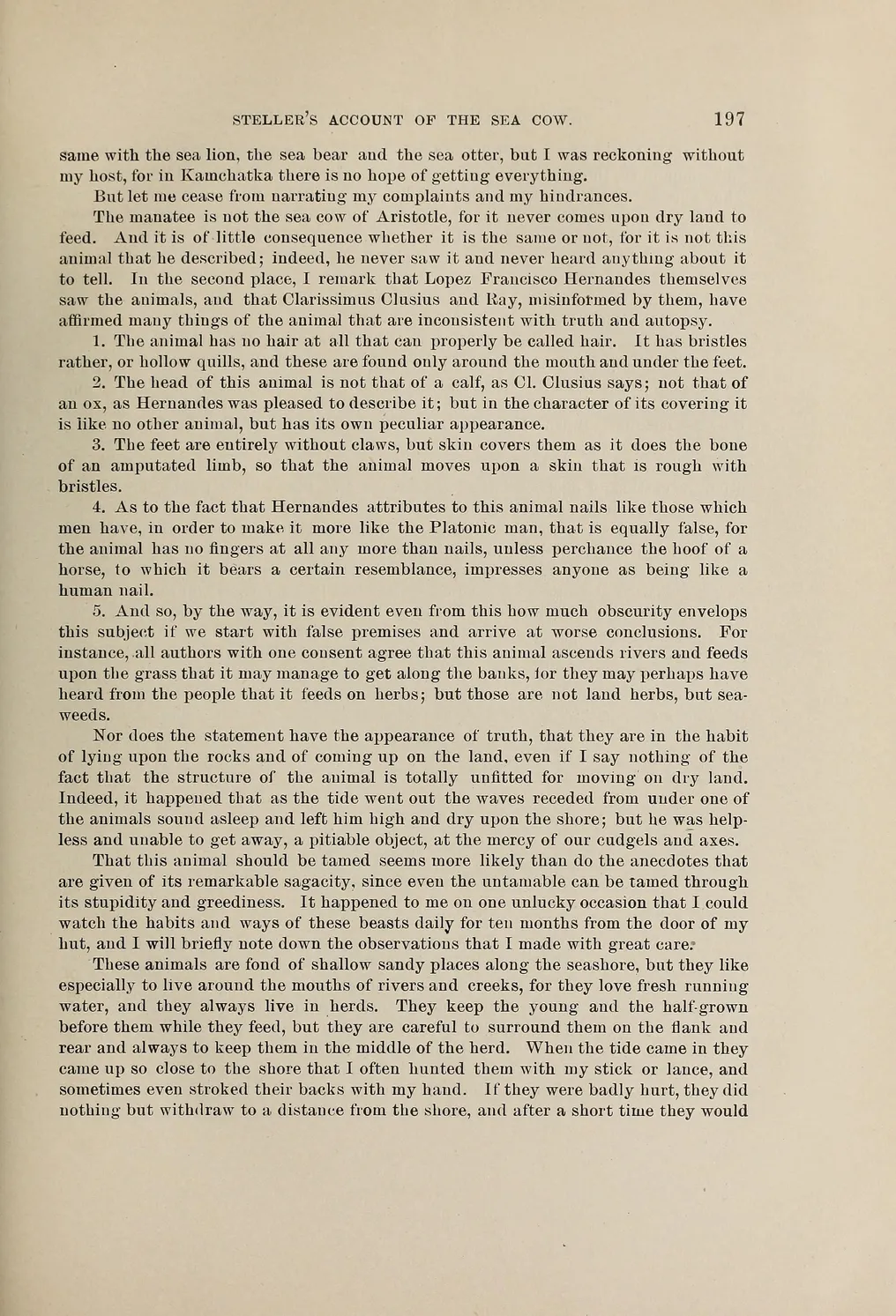 Page 197 of the 1899 English translation of Steller, on sea cow herds
